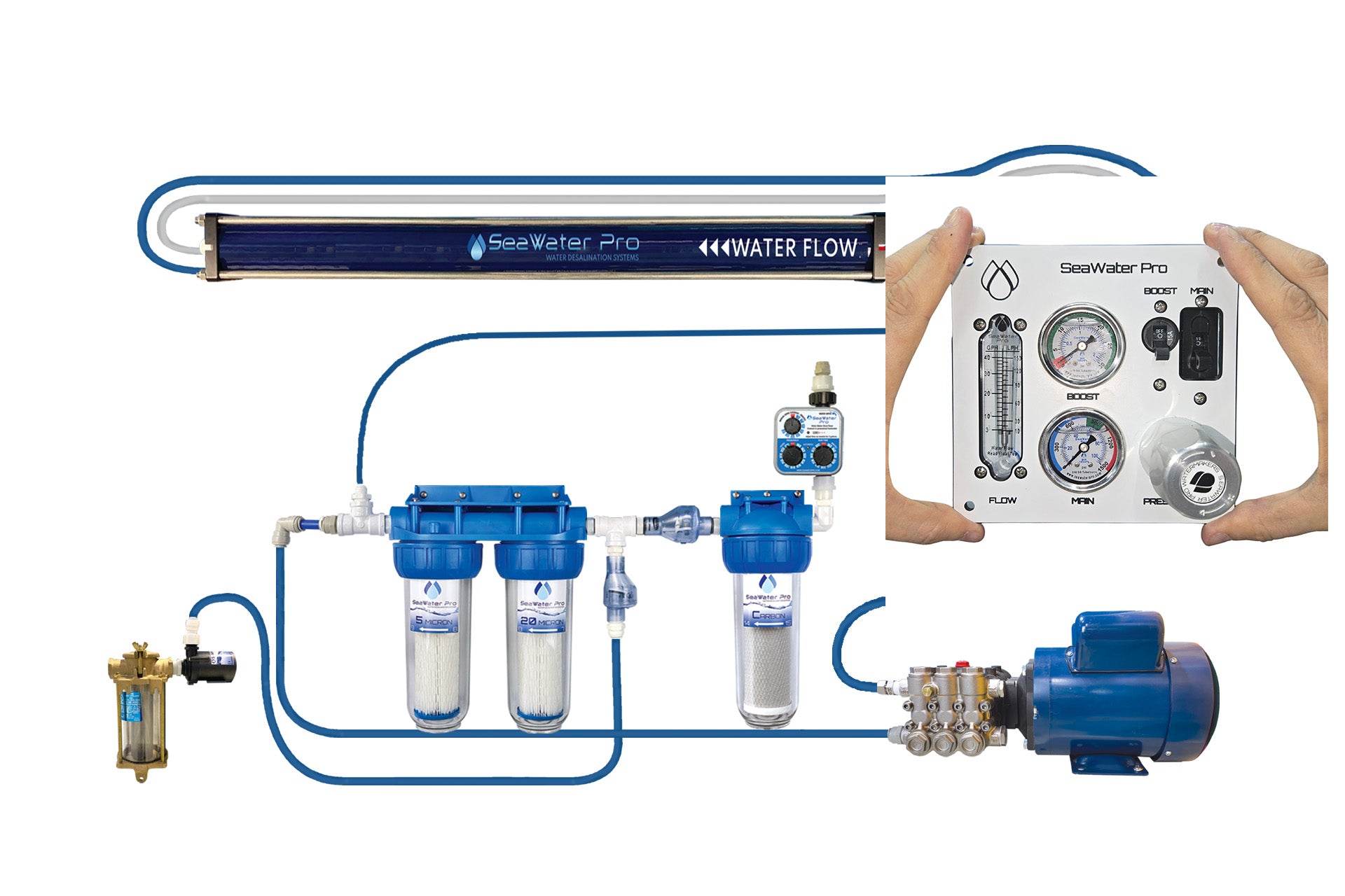 ファストプロウォーター Watermaker: DC 12V. 600 W. 17 GPH Single Membrane | SeaWater Pro