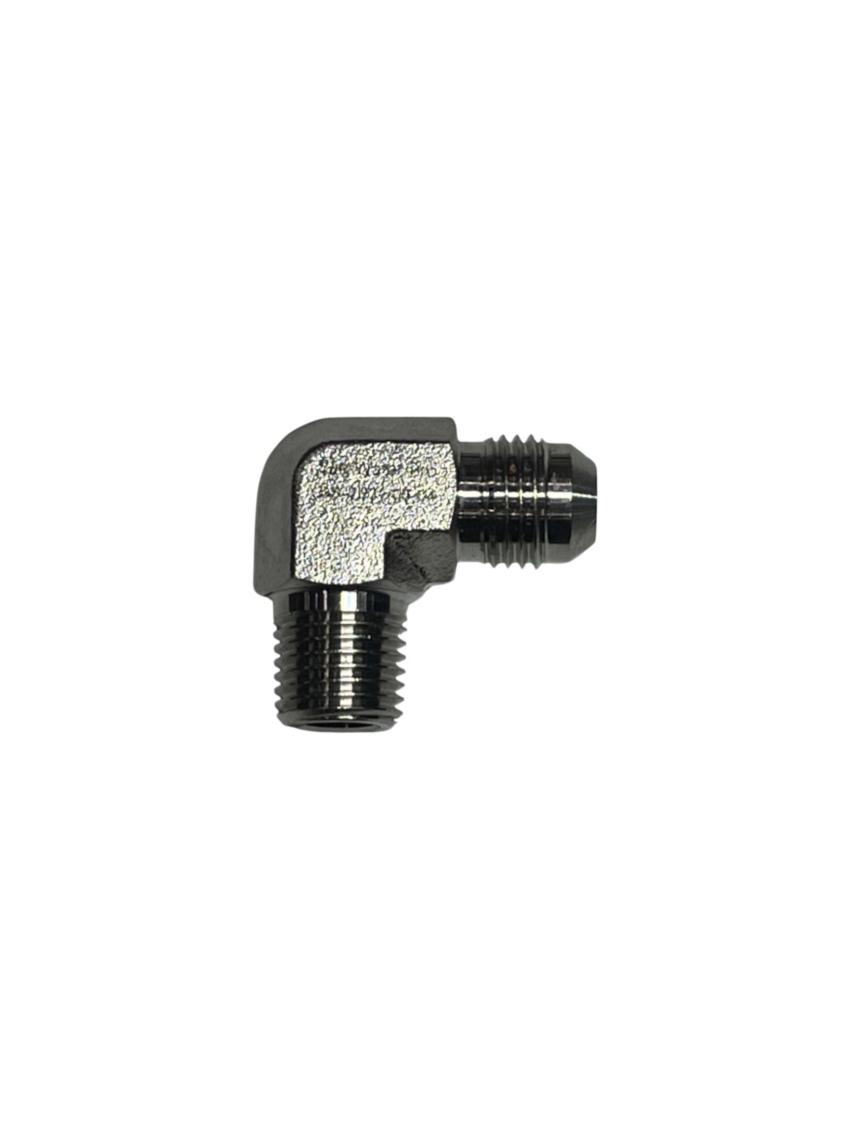 Fitting: Elbow 1/4" NPT Male  x 3/8" JIC male for high pressure hose (1)