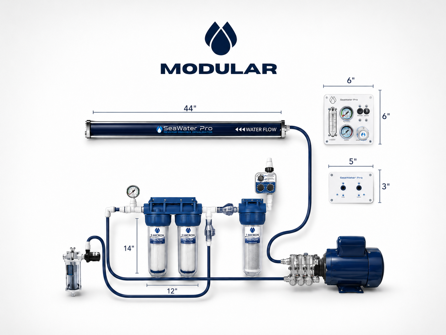 Watermaker: AC 110/220 Volt 970 Watts 20 GPH, Single Membrane, 500 gallons per day