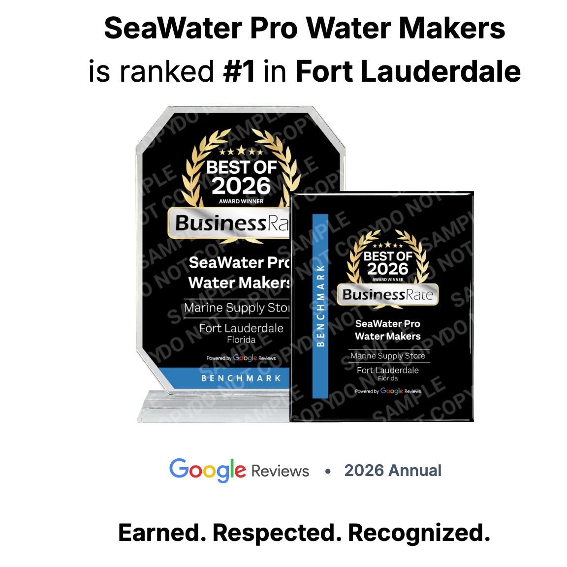 SeaWater Pro Water Makers is ranked #1 in Fort Lauderdale by Google Reviews