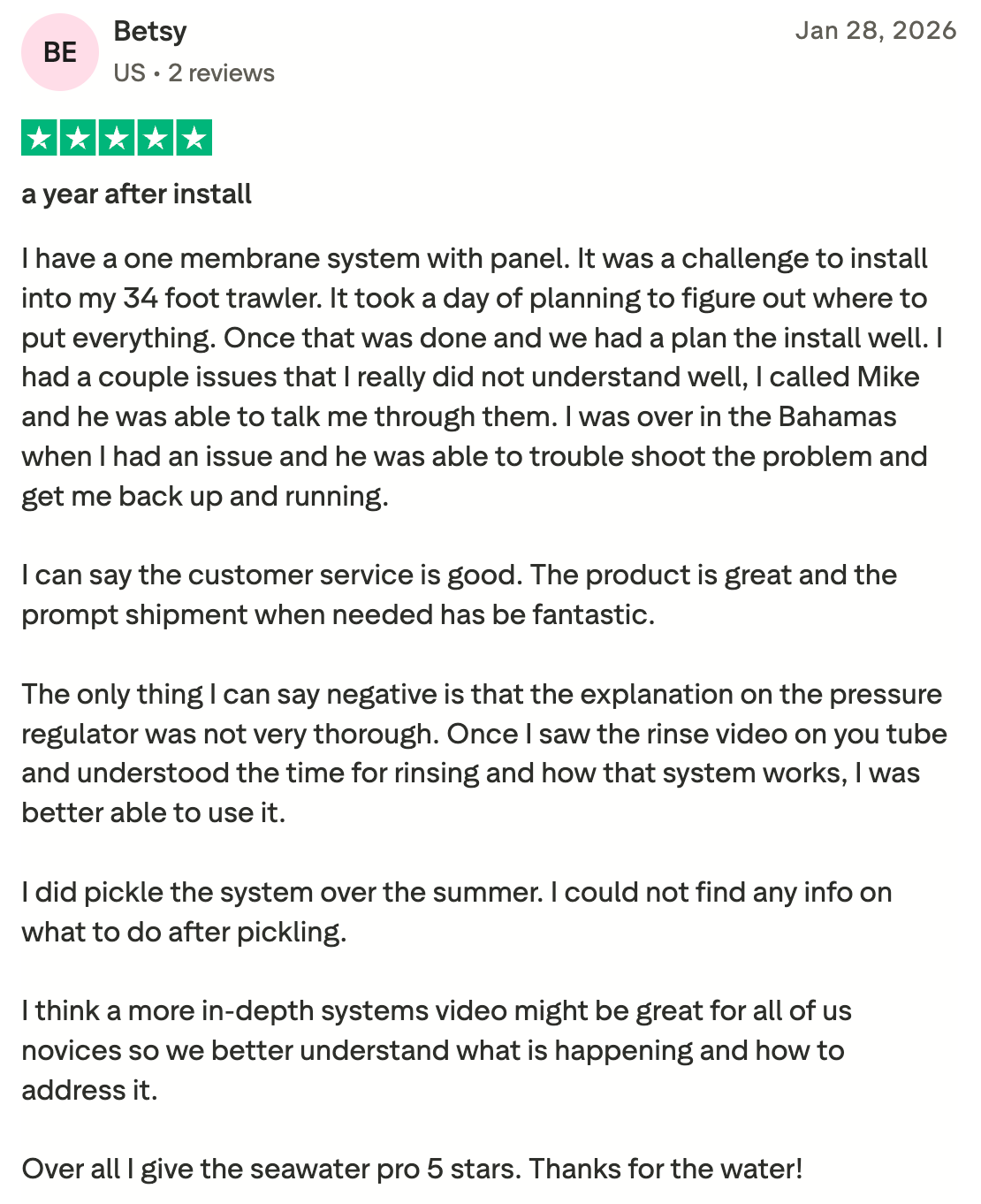 SeaWater Pro TrustPilot Review