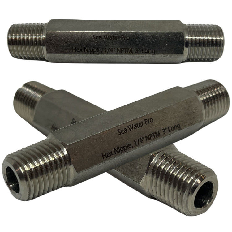 Fitting: 1/4" x 1/4 male, 3" long, 316 stainless