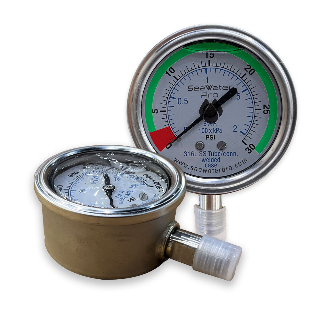 Low Pressure Gauge: 0-30 psi.